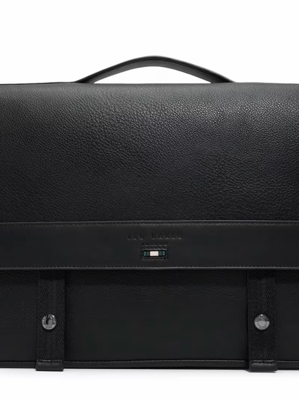 Ted Baker Black Textured Leather Briefcase with Top Handle
